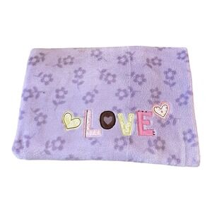 Vintage Circo Love Fleece Baby Blanket Purple Flower Hearts Pastel Lovey Soft